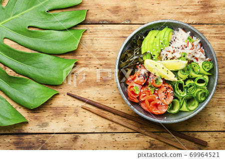 Poke bowl,traditional hawaii food 69964521