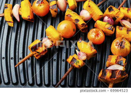 Pumpkin vegetable kebab. Pumpkin vegetable kebab. 69964523
