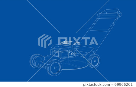 Outline lawn mower. Wire-frame style 69966201