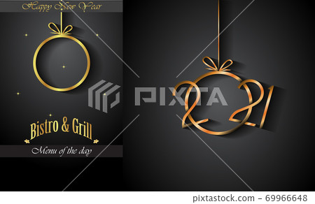 2021 Happy new year restaurant menu template for your seasonal flayers or invitations background. 69966648