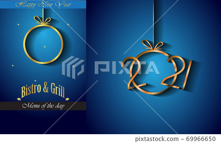2021 Happy new year restaurant menu template for your seasonal flayers or invitations background. 2021 Happy new year restaurant menu template for your seasonal flayers or invitations background. 69966650
