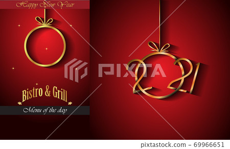 2021 Happy new year restaurant menu template for your seasonal flayers or invitations background. 2021 Happy new year restaurant menu template for your seasonal flayers or invitations background. 69966651