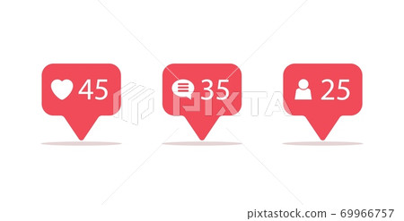 Social network icons pack. Like, comment, follow. 69966757