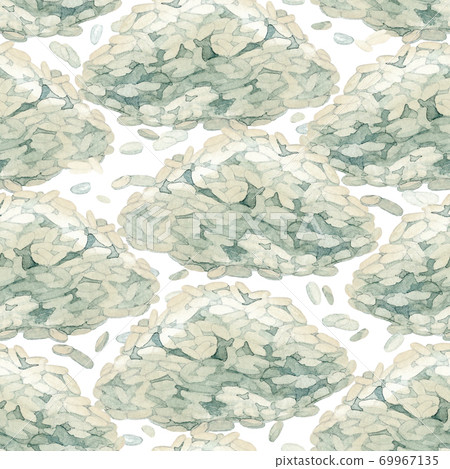 Watercolor seamless pattern of handfuls of white rice. 69967135
