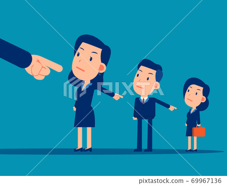 Business people team lay the blame at someone. Slander and responsibility 69967136