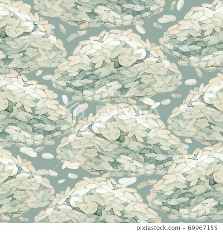 Watercolor seamless pattern of handfuls of white rice. 69967155