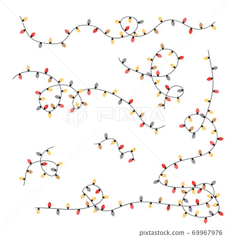 Christmas colorful lights string set in simple style isolated on white. Vector illustration Christmas colorful lights string set in simple style isolated on white. Vector illustration 69967976
