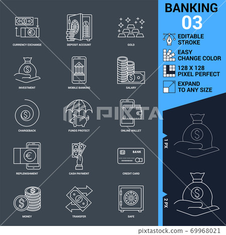Banking icons set. Thin Line Vector Illustration - Stock Illustration ...