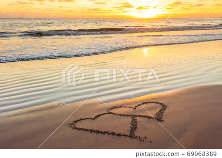 Love, heart on sea beach Love, heart on sea beach 69968389