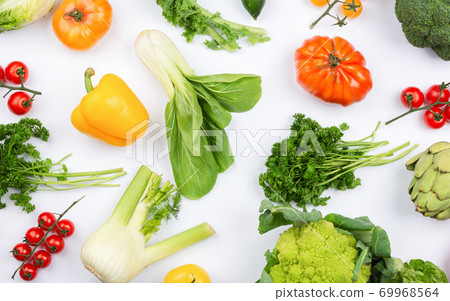 Vegetables background on white 69968564