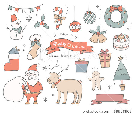 Christmas cute hand-drawn illustration set /... - Stock Illustration ...