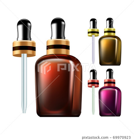 Essential Oil Bottles With Pipette Set Vector Essential Oil Bottles With Pipette Set Vector 69970923