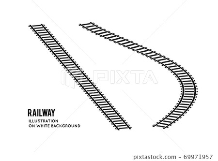 Railroad set top view. Vector illustration on white 69971957