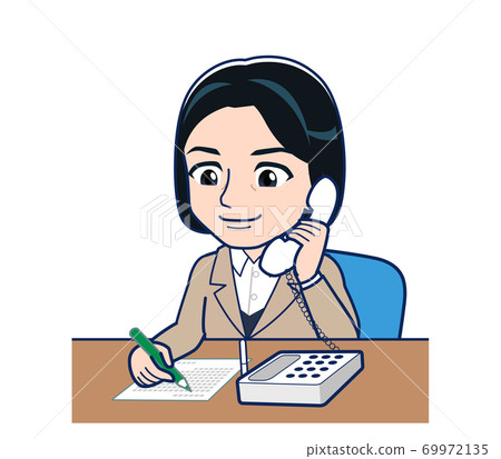 Woman taking notes on the phone 69972135