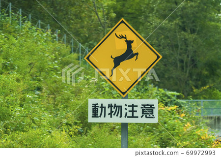 Animal caution sign deer (improved version) image 69972993
