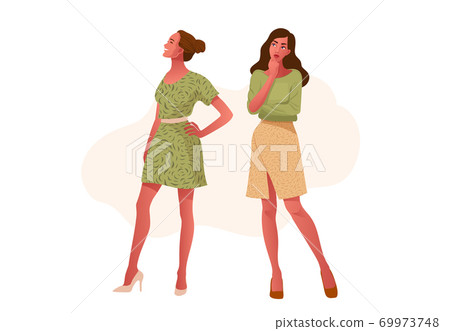 Thinking girl. Beautiful face, with question mark Thinking girl. Beautiful face, with question mark 69973748