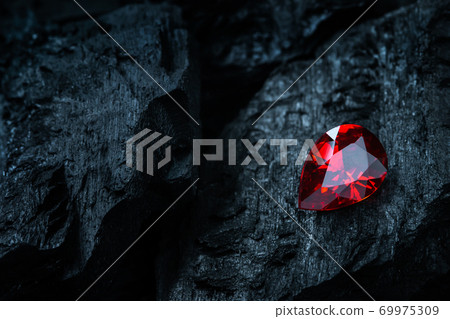 red sapphir on black coal background 69975309