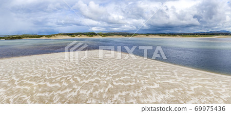 Beautiful beach in Sheskinmore bay between Ardara and Portnoo in Donegal - Ireland 69975436
