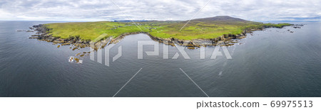 Aerial view of Rathlin O'Birne island in County Donegal, Irleand. 69975513