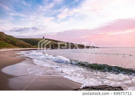Beautiful sunset on Maghery beach in Co. Donegal 69975712