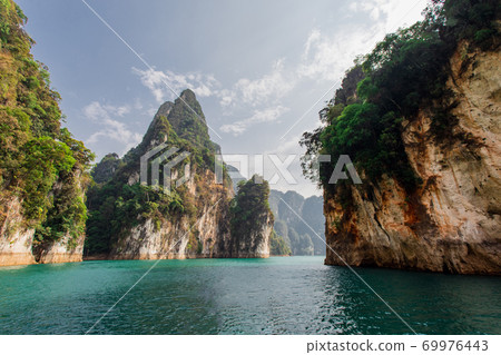 Blue lake in Chiewlarn Surat Thani Thailand. Beautiful of nature and calm 69976443