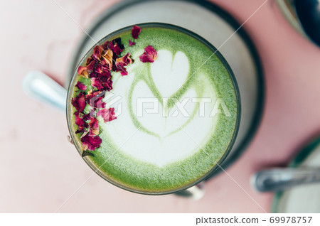 Rose Matcha from green tea powder Rose Matcha from green tea powder 69978757