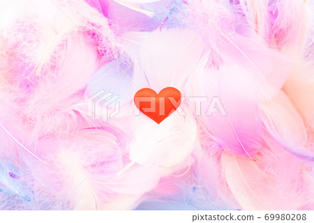 Colorful feathers and heart marks Colorful feathers and heart marks 69980208