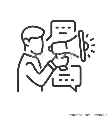 Freedom of speech - line design single isolated icon Freedom of speech - line design single isolated icon 69980230