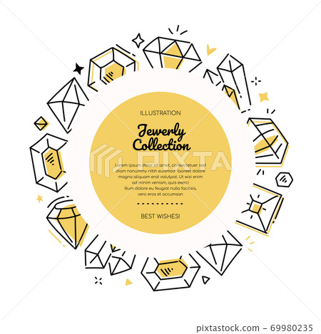 Gems and diamonds - line design style banner 69980235