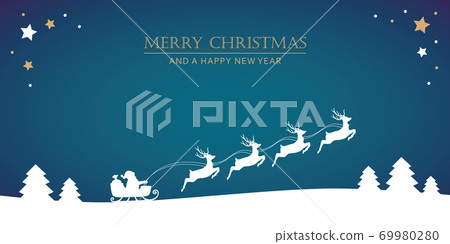 santa claus in a sleigh with reindeer christmas banner santa claus in a sleigh with reindeer christmas banner 69980280