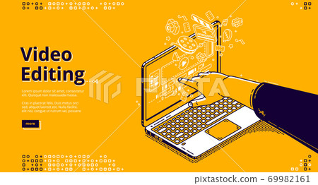 Video editing isometric landing page, movie making 69982161