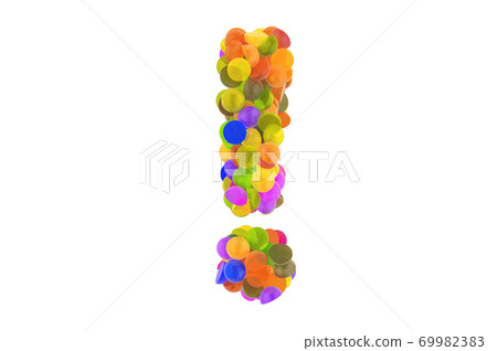 Exclamation point from colored marmalade candies. 3D rendering Exclamation point from colored marmalade candies. 3D rendering 69982383