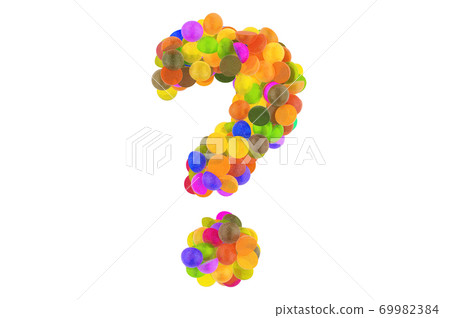 Question mark from colored marmalade candies. 3D rendering Question mark from colored marmalade candies. 3D rendering 69982384