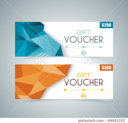 Gift voucher template with poligonal design, vector. 69983285