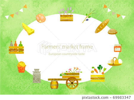 Fashionable farmer's market frame watercolor texture 69983347
