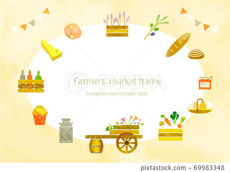 Fashionable farmer's market frame watercolor texture 69983348