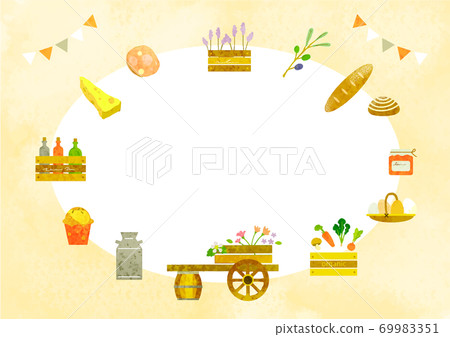 Fashionable farmer's market frame watercolor texture 69983351