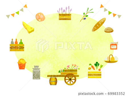 Fashionable farmer's market frame watercolor texture 69983352