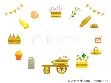 Fashionable farmer's market frame watercolor texture 69983353