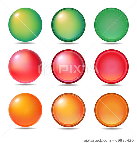 Set of 3 types and 3 color icons and button... - Stock Illustration ...