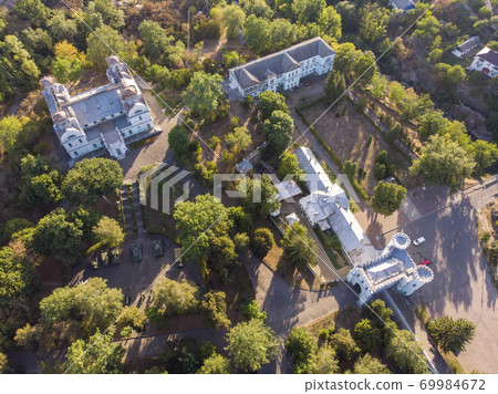 Aerial Shot of Korsun-Shevchenkivsky Historical and Cultural Reserve. Palace of Lopukhins-Demidovs, Ukraine, Kyiv oblast 69984672