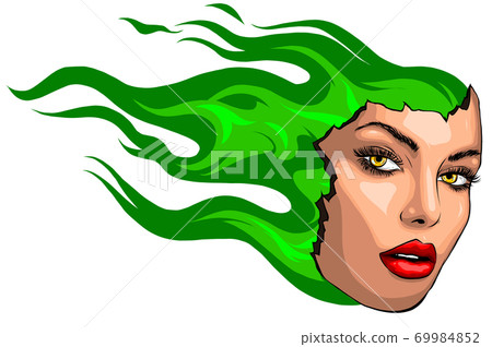  Girl Face On Fire Tattoo Logo Vector Illustration. - Stock Illustration ...