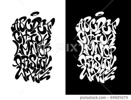 black and white graffiti alphabet