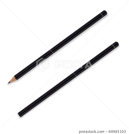 Black wooden pencil with shadow on white background. Vector illustration Black wooden pencil with shadow on white background. Vector illustration 69985103