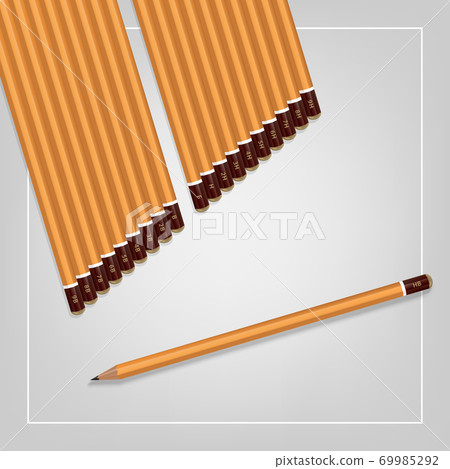 A set of yellow pencils of various hardness. Vector image on white background. A set of yellow pencils of various hardness. Vector image on white background. 69985292