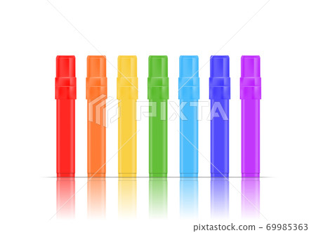 Colorful realistic markers set isolated on white background. Vector illustration 69985363
