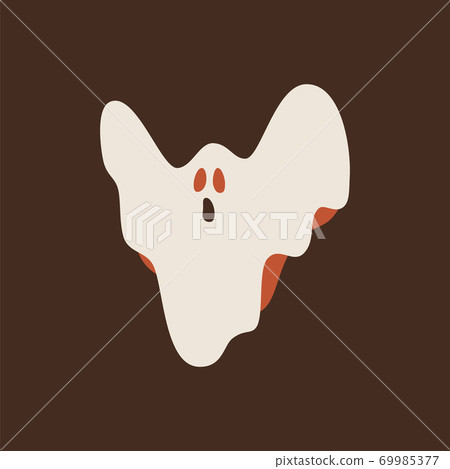 White Cartoon halloween ghost icon. Smiley and evil emotions White Cartoon halloween ghost icon. Smiley and evil emotions 69985377
