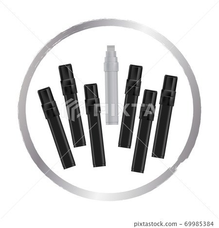 Open white marker next to closed black markers. Broad markers on white background. Vector illustration Open white marker next to closed black markers. Broad markers on white background. Vector illustration 69985384