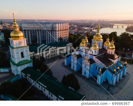 Kyiv, Ukraine aerial view : St. Michael's Golden-Domed Monastery Kyiv, Ukraine aerial view : St. Michael's Golden-Domed Monastery 69986367