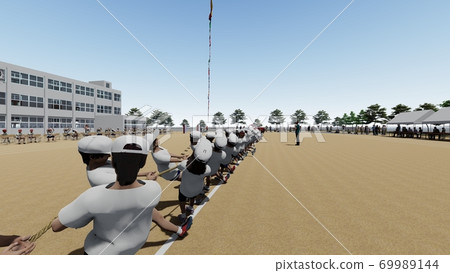 School athletic meet tug of war, audience, building, illustration 4 School athletic meet tug of war, audience, building, illustration 4 69989144